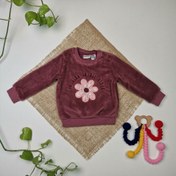 تصویر پیراهن توکرکی نوزادی دخترانه آستین بلند برند لوپیلو طرح گل گلی جگری رنگ 