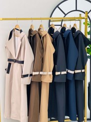 تصویر بارانی بلند کایلین آستردار سرمه ای 