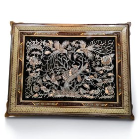 تصویر تابلو مس قلم زنی و خاتم اصفهان75*95 