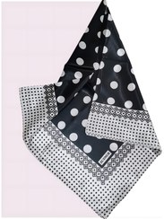 تصویر روسری ساتن ترک مشکی خال‌خالی EcENUR 90 – براق، شیک و خوش‌ایست 