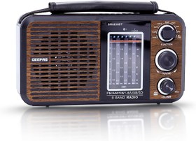 تصویر رادیو شارژی Geepas | پخش کننده موسیقی Bt/Usb/Sd /Mp3 | کیفیت صدای عالی - ارسال 20 روز کاری Geepas Rechargeable Radio | Bt/Usb/Sd /Mp3 Music Player | Excellent Sound Quality, Bluetooth Speaker | Lightweight Portable Fm Radio | 8 Band Radio With Mp3/Wma Double Decoding | Stylish Retro Design