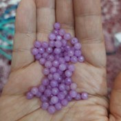 تصویر مهره سنگ جید یاسی تراش جواهری سایز 4 سنگ اصل جید بنفش سوراخ دار 