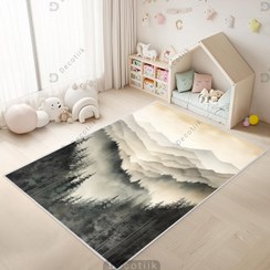 تصویر فرش چاپی اتاق خواب طرح جنگل مه آلود DC-1533 