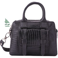 تصویر کیف چرمی نسترن مشکی 