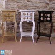 تصویر میز تلفن پایه خمره ایی دو کشو خرچنگی 