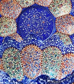 تصویر کاسه و بشقاب مدل خیاری مینا کاری 20 سانتی متری 