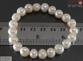 تصویر مروارید پرورشی گرد سفید ساده 8 میلیمتر Pearl bracelet