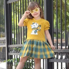 تصویر پیراهن دخترانه نخ پنبه طرح گربه 