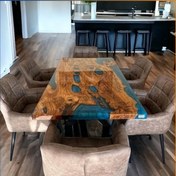 تصویر رزین اپوکسی ساخت میزهای چوب و رزین 