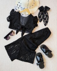 تصویر بلوز و شلوار دخترانه - مشکی / ۵ 