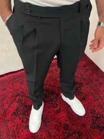 تصویر شلوار ورزشی مردانه کرم و مشکی کمر ایتالیایی 