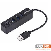 تصویر هاب USB و رم ریدر XP-HC834 HUB Card Reader XP XP-HC834