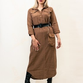 تصویر کفتان کتان - قهوه ای 