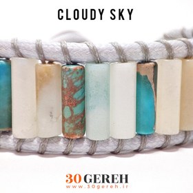 تصویر دستبند سنگی تراش لوله ای ( استوانه ) آمازونیت و فیروزه اصل دستبند آسمان ابری CLOUDY SKY Stone Bracelet amazonite & turquoise org