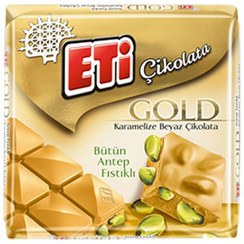 تصویر شکلات سفید کاراملی با مغز پسته اتی چیکولاتا 60گرم ETI GOLD