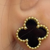 تصویر گوشواره میخی ونکلیف رنگ سفید و مشکی کد ۵۳۷ 