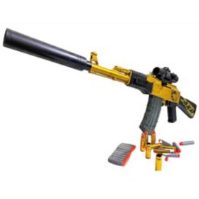 تصویر اسباب بازی جنگی مدل اسلحه سوپر سایز AK47 طرح پوکه پران دوربین لنز دار کد K51 ابعاد 91 سانت 