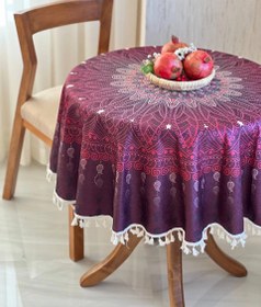 تصویر رومیزی ضد لک مخمل کوبیده - گِرد tablecloth