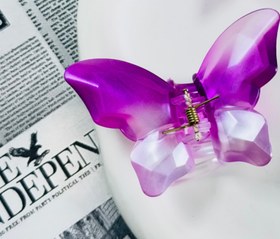 تصویر کلیپس پروانه ای شیشه ای دورنگ - سبز 