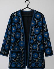 تصویر کت مجلسی زنانه مخمل سوزن دوزی طرح گلابتون 