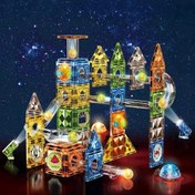 تصویر اسباب بازی مگنت تایل چراغ دار 105 تیکه magnetic - N3301 