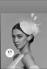 تصویر کلاه مجلسی فرانسوی وارداتی با دیزاین گل و تور زنبوری 