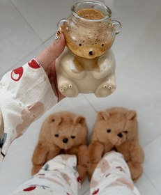 تصویر تدی نشسته شیشه ای 