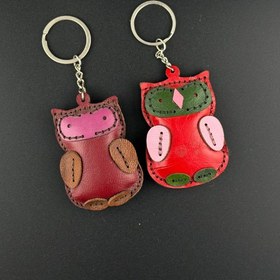 تصویر جاکلیدی چرم طرح جغد 