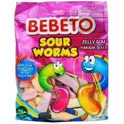 تصویر پاستیل ماری ترش شکری ببتو ترکیه (80 گرم) BEBETO ا bebeto sour worms bebeto sour worms