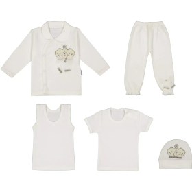 تصویر ست نوزادی 5 تکه طرح تاج 