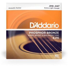 تصویر سیم گیتار آکوستیک Daddario مدل Ej15 سری Extra Light 