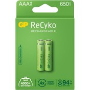 تصویر باطری شارژی 4 تایی 650 میلی آمپر GP ReCyko AAA 4 GP ReCyko battery 650mAh AAA (4 battery pack)