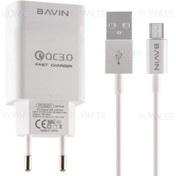 تصویر شارژر دیواری سریع و کابل تایپ سی باوین Bavin PC658Y Type-C Charger 