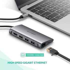 تصویر هاب 8 پورت USB-C یوگرین مدل CM121 50538 Hub UGREEN USB-C CM121 50538