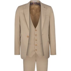 تصویر کت و شلوار کرم بانتو دوزی ticket pocket آریوان stp11 