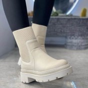 تصویر نیم بوت زنانه مانگو مدل 4909 چرم رنگ کرم 