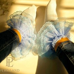 تصویر جوراب لب‌توری آبی دولایه تور حاشیه دار 