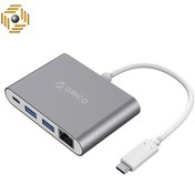 تصویر مبدل USB-C به USB/RJ45/USB-C اوریکو مدل RCR2A 