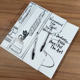 تصویر کلیربوک قابدار پاپکو PAPCO بلک اند وایت طرح دار سایز A4 کد 48025 