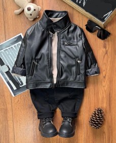 تصویر کت تک چرم اسپرت - مشکی / S 