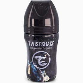 تصویر شیشه شیر استیل 260 میلی لیتر ماربل آبی تویست شیک twistshake 