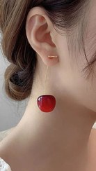 تصویر گوشواره زنانه برند فشن مدل گیلاس استیل رنگ ثابت وضد حساسیت Women's earrings, fashion brand, cherry model, steel, fixed color and free shipping