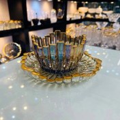 تصویر سرویس کریستال برلین ارغوانی پایه آلمینیوم ۶ نفره 