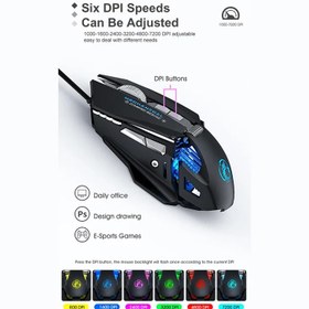 تصویر موس گیمینگ RGB مدل T96 دی نت 7200 DPI MOUSE GAMING DNET T96 RGB