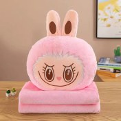 تصویر عروسک مدل لبوبو طرح بالشتی کد JI110 ارتفاع ۴۰ سانتی متر به همراه پتو 