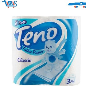 تصویر دستمال توالت تنو مدل کلاسیک 3 لایه بسته 8 عددی ا Teno Toilet Paper 8 Rolls Teno Toilet Paper 8 Rolls