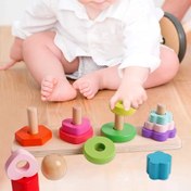 تصویر اسباب بازی آموزشی مونته سوری برج هوش چوبی ۴ ستونی 