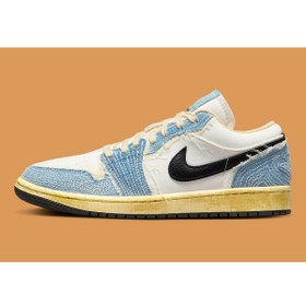 تصویر کتانی نایکی ایر جردن وان لو مردانه سایز ۴۰ تا ۴۵ رنگ آبی و طوسی 