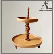 تصویر شیرینی خوری دو طبقه پایه منبت 