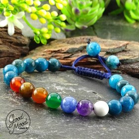 تصویر دستبند هفت سنگ چاکرا با پایه آپاتیت 7chakras bracelet